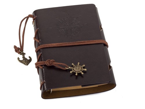 Notes Podróżnika retro vintage ciemny brąz
