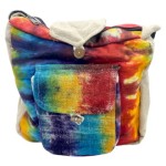 Torba duża Hemp z Konopii Tie-Dye z Kieszenią z Przodu, handmade