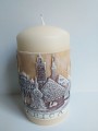Świeca Africa Travel kremowa ręcznie zdobiona 13cm