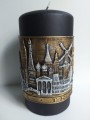 Świeca Europa Travel czarna ręcznie zdobiona 15cm